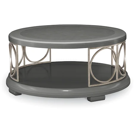 Cocktail Table with Round Top and Metal Sides